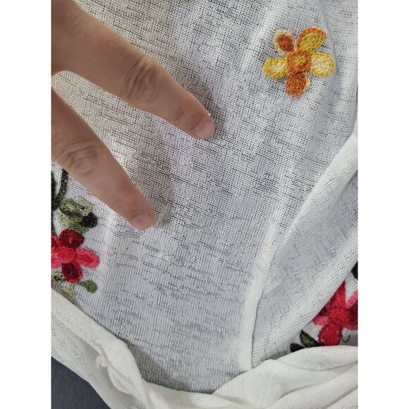 Ana & Rose LG Sheer Floral Embroidered Cardigan White Cottagecore Boho Feminine - Picture 10 of 10